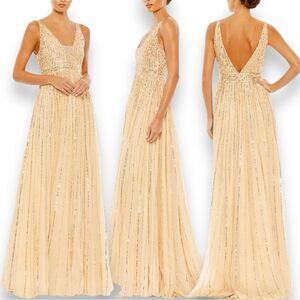Mac Duggal Gold Sequin Maxi Dress